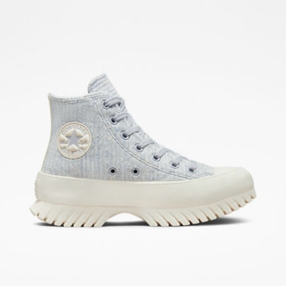 Converse Light Blue High-Top Sneakers with Rugged Lug Sole - Picture 2 of 9